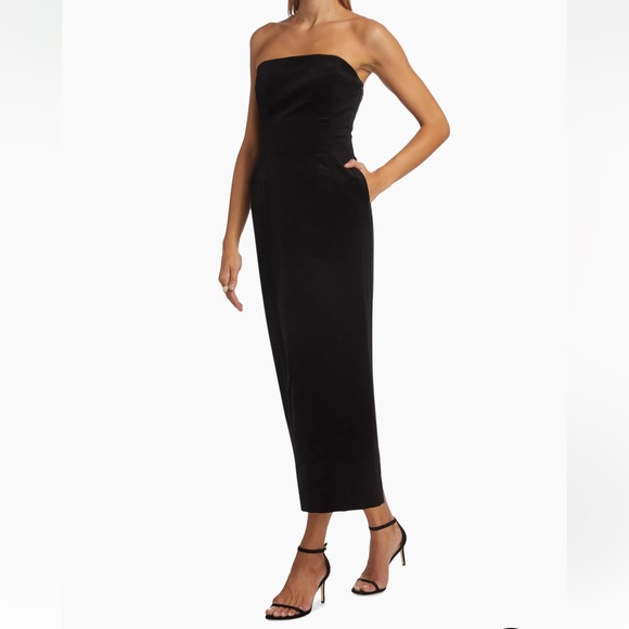 A.L.C. Elizabeth Belvet Strapless Midi-Dress Size 6 - Picture 3 of 6